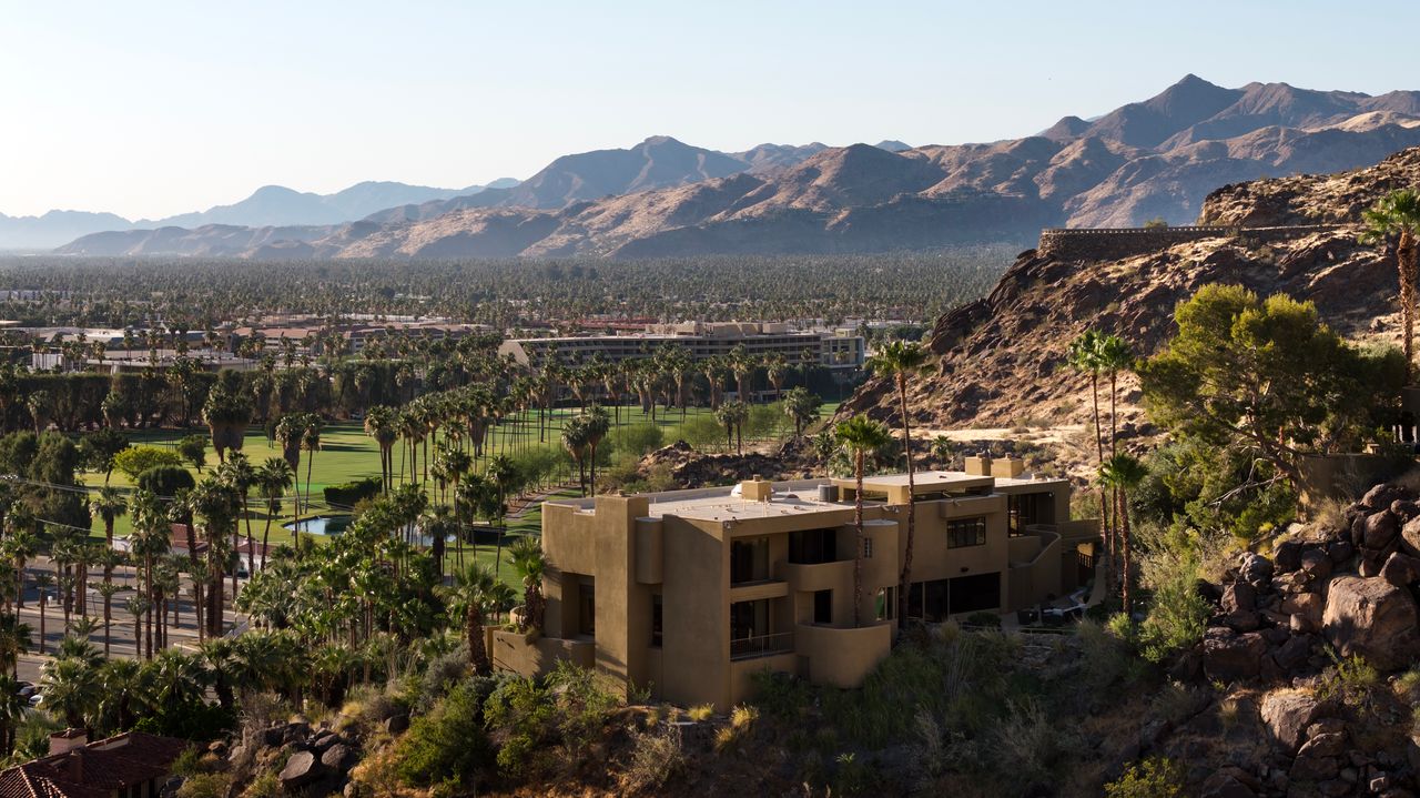 Aerial view of the second residence above the golf course and valley